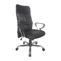 Poltrona sedia presidenziale seduta in PU e tessuto e schienale in PU e rete traspirante nera braccioli e ruote Cleveland W1008F