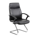 Poltrona attesa sedia riunione nera rivestita PU imbottito braccioli struttura slitta acciaio arredo ufficio Richmond E9308GKF