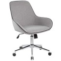 Sedia poltrona operativa rivestita in tessuto imbottito grigio razza e ruote acciaio cromato altezza regolabile Santa Fe E1083GF