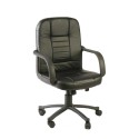 Poltrona sedia direzionale nera ufficio rivestimento PU braccioli struttura acciaio e ruote altezza regolabile Detroit HC4418F