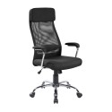 Poltrona sedia direzionale regolabile per ufficio nera in tessuto e rete + poggiatesta ruote struttura acciaio Houston E8206HKF
