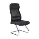 Poltrona sedia riunione attesa ufficio rivestita in tessuto nero imbottito e rete traspirante struttura acciaio Houston E8206GKF