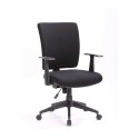 Sedia poltrona operativa arredo uffici girevole in tessuto imbottito nero altezza regolabile ruote braccioli New Orleans H4256KF