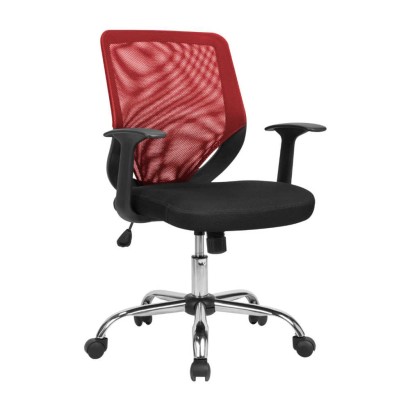Sedia poltrona direzionale ufficio regolabile seduta tessuto nero schienale rete traspirante rossa braccioli ruote Tucson W095RF
