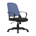 Sedia poltrona direzionale ufficio seduta in tessuto nero schienale rete traspirante blu braccioli e ruote Washington H4069BF