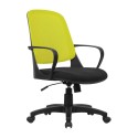 Sedia poltrona direzionale ufficio seduta in tessuto nero schienale rete traspirante limone braccioli e ruote Washington H4069XF