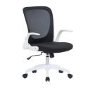Sedia poltrona operativa ufficio tessuto rete nera razza e braccioli pieghevoli bianchi struttura acciaio e ruote Jackson W201WF
