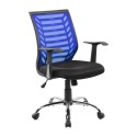 Sedia poltrona direzionale per casa ufficio girevole regolabile tessuto nero rete traspirante blu braccioli ruote Miami H8082BF