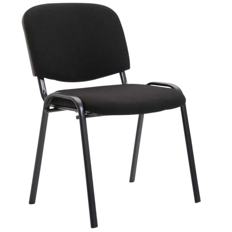 Set pz.5 sedia sala attesa conferenza impilabile 4 gambe fisse tessuto nero  e struttura acciaio Charlotte 5XB001NF