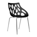 Set 4 sedie poltrone attesa conferenze riunioni meeting 4 gambe acciaio scocche nero polipropilene per ufficio Orlando B702KF