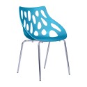 Set 4 sedie poltrone attesa conferenze riunioni meeting 4 gambe acciaio scocche blu polipropilene per ufficio Orlando B702BF