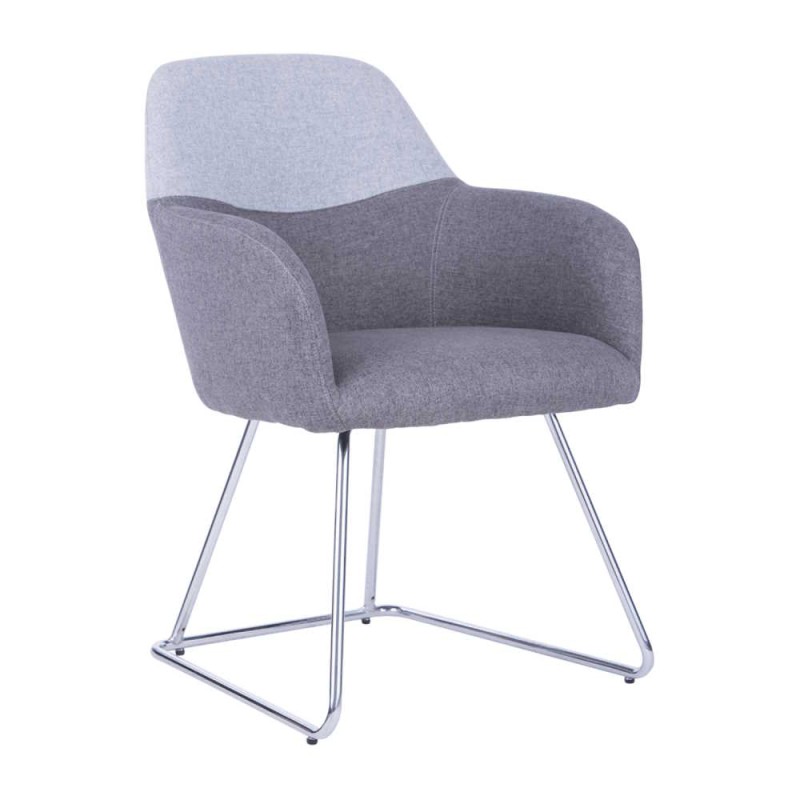Poltrona sedia attesa struttura acciaio rivestita seduta schienale  braccioli tessuto grigio Austin W158LBF