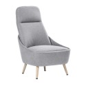 Poltrona sedia ufficio rivestita tessuto imbottito grigio chiaro struttura piedi acciaio beige senza braccioli Memphis FS010LGF