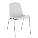 Set 5 sedie attesa impilabili ufficio conferenze scocche bianche polipropilene strutture acciaio cromo Verona 5XV301CR-BNF