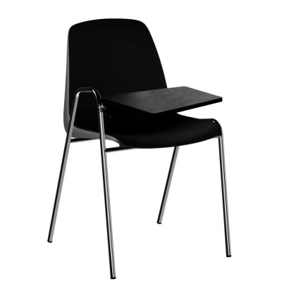 Set 5 sedie attesa impilabili scocche nere polipropilene tavolette nere destra strutture acciaio cromo Verona 5XV501CRT-NF