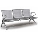 Panca attesa 3 posti molto robusta acciaio microforato antiruggine grigia gambe braccioli acciaio per studi aeroporti SJ670G-3F