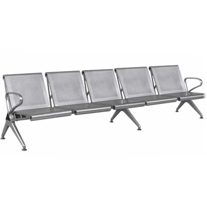Panca attesa 5 posti molto robusta acciaio microforato antiruggine grigia gambe braccioli acciaio per studi aeroporti SJ670G-5F