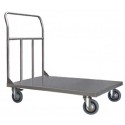 Carrello pianale singola sponda cm.120x80 acciaio inox Kg.500 per industrie alimentari chimiche cucine mense ospedali 044FINOX