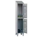 Armadio spogliatoio alimentarista salvaspazio 2 vani ante sovrapposte divisione sporco pulito e scarpe mm.430x470x2000h. ARMET2F