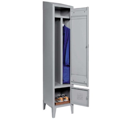 Armadio spogliatoio alimentarista sporco pulito ad 1 posto vano inferiore porta scarpe tetto inclinato mm.430x470x2130h. ARMEX1F