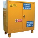 Armadio sostanze pericolose chimiche infiammabili porta vernici 100x45x113h fori serratura ripiani vasca liquidi cartelli PVMDF