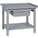 Banco tavolo postazione lavoro cm.120x75x90h piano superiore inferiore in ferro 1 cassetto arredo officine utensilerie BM12001CF