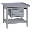 Banco da lavoro mm.1000x750x900h piano superiore inferiore in ferro una cassettiera 3 cassetti per arredo officine BM10001CRA3CF