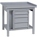 Banco da lavoro mm.1200x750x900h piano superiore inferiore in ferro una cassettiera 4 cassetti per arredo officine BM12001CRA4CF