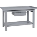 Banco tavolo postazione lavoro cm.150x75x90h piano superiore inferiore in ferro 1 cassetto arredo officine utensilerie BM15001CF