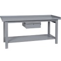 Banco tavolo postazione lavoro cm.200x75x90h piano superiore inferiore in ferro 1 cassetto arredo officine utensilerie BM20001CF