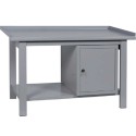 Banco tavolo da lavoro cm.150x75x90h. piano superiore e inferiore in ferro 1 armadietto con cassetto e piano interno BM15001ARMF