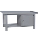 Banco tavolo da lavoro cm.200x75x90h. piano superiore e inferiore in ferro 1 armadietto con cassetto e piano interno BM20001ARMF
