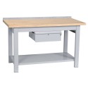 Banco da lavoro struttura in metallo piano superiore legno faggio multistrato cm.150x75x90h 1 cassetto arredo officine B115001CF