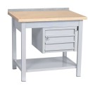 Banco da lavoro struttura metallo piano superiore legno cm.100x75x90h. 1 cassettiera a 3 cassetti arredo officine B210001CRA3CF