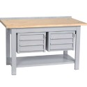 Banco da lavoro struttura metallo piano superiore legno cm.150x75x90h. 2 cassettiere a 3 cassetti arredo officine B215002CRA3CF