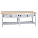 Banco da lavoro struttura in metallo piano superiore legno faggio multistrato cm.200x75x90h 4 cassetti arredo officine B830004CF