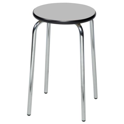 Sgabello seduta laminato grigio Ø30cm. struttura acciaio cromato altezza cm.50 per arredo tavoli mensa banchi scuole casa SGB50F