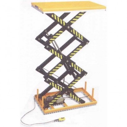 Piattaforma elevatrice elettrica trifase fissa tavolo grande alzata h.max.300cm. triplo pantografo cm.170x100 Kg.2000 NPFA200EF