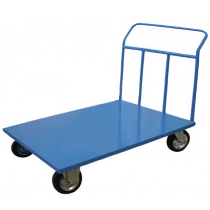 Carrello pianale sponda fissa cm.128x80xh107 a 4 ruote piene kg500 trasporto cartoni  sacchi documenti in magazzini uffici 16FS3