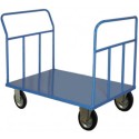 Carrello pianale due sponde cm.80x50x93 a 4 ruote piene kg.400 porta pacchi cartoni sacchi trasporto in uffici magazzini 16F2S-1