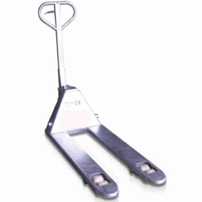 Transpallet idraulico manuale acciaio inox mm.1150x540 2 rulli ruote nylon kg.2500 per ambienti alimentari chimico umidi NL2/iF