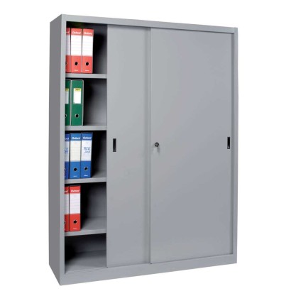 Armadio in lamiera ante scorrevoli e serratura cm.120x45x200h 4 piani rinforzati portadocumenti arredo uffici fabbriche SCM1200F