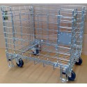 Carrello contenitore su ruote pieghevole cestone gabbia metallica sovrapponibile accatastabile trasporto esposizione 32F1/2M+R