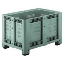 Cassone contenitore fondo pareti forate 4 piedi Lt.504 plastica PHED grigio cm.80x120x80h. industria alimentare pesante Mod.15FF