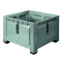 Contenitore PEHD Lt.900 Cassone bins cm.120x120x85h. industria pesante fondo e pareti chiuse 4 piedi grigio CTRHHF