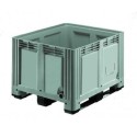 Contenitore PEHD Lt.615 Cassone bins cm.120x100x76h. industria pesante fondo e pareti chiuse con 3 traverse grigio CTRT CHIUSO