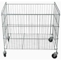 Carrello cestone contenitore pieghevole mm.800x510x720 in tondino ferro zincato per lavanderie cesto espositore portabiancheria