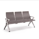 Panca per sala attesa 3 posti cm.175x68x88h. seduta e schienale in morbido poliuretano grigio e struttura in metallo JC304PU-3F