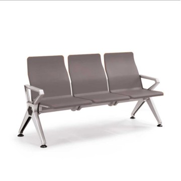 Panca per sala attesa 3 posti cm.175x68x88h. seduta e schienale in morbido poliuretano grigio e struttura in metallo JC304PU-3F