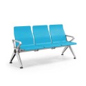 Panca per sala attesa 3 posti cm.175x68x88h. seduta e schienale in morbido poliuretano azzurro e struttura in metallo JC305PU-3F